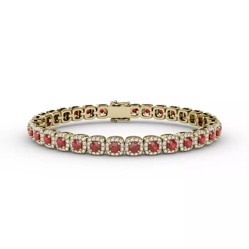 FANA Classic Cushion Cut Ruby and Diamond Bracelet B1490R