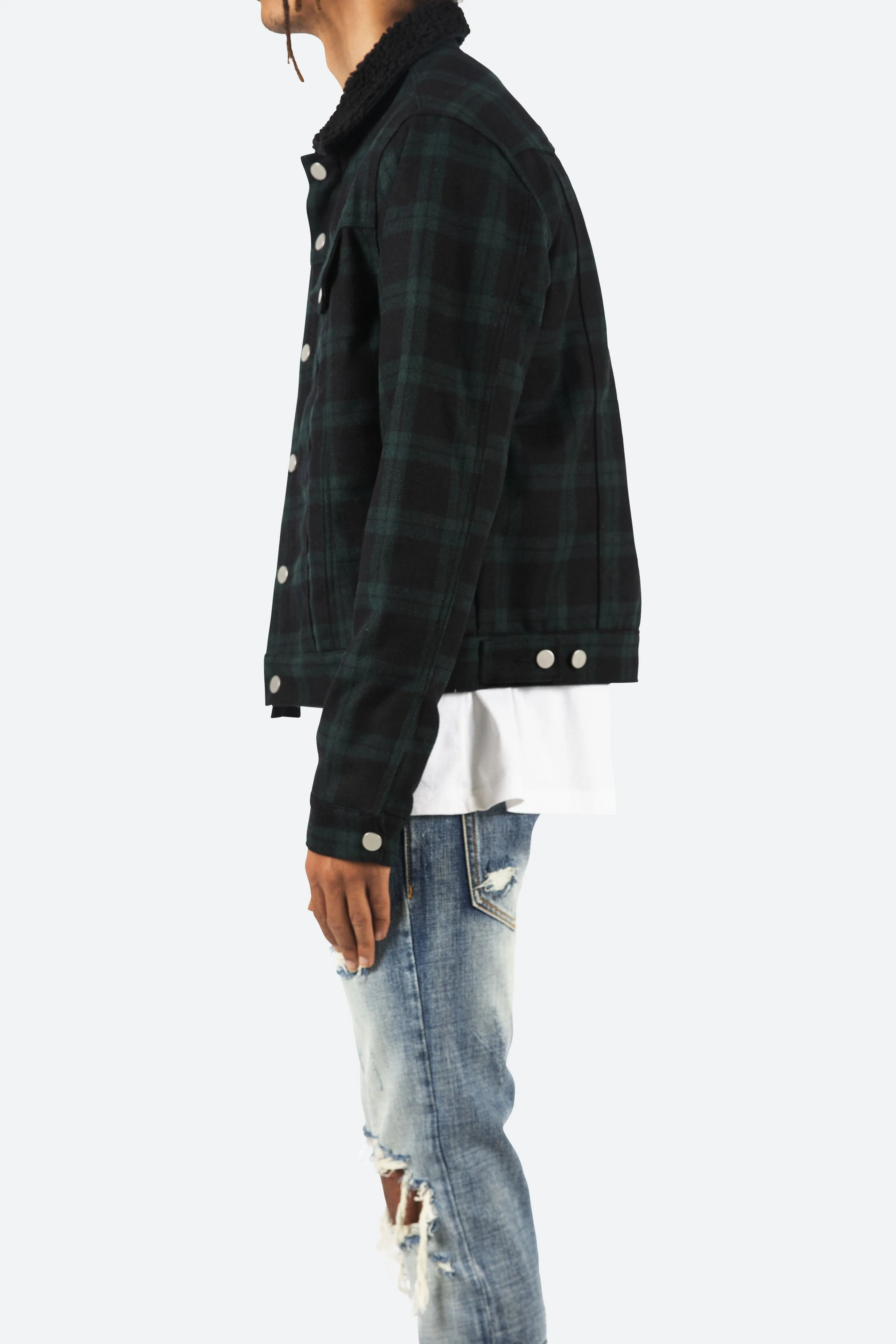 Flannel Sherpa Jacket - Blue/Green