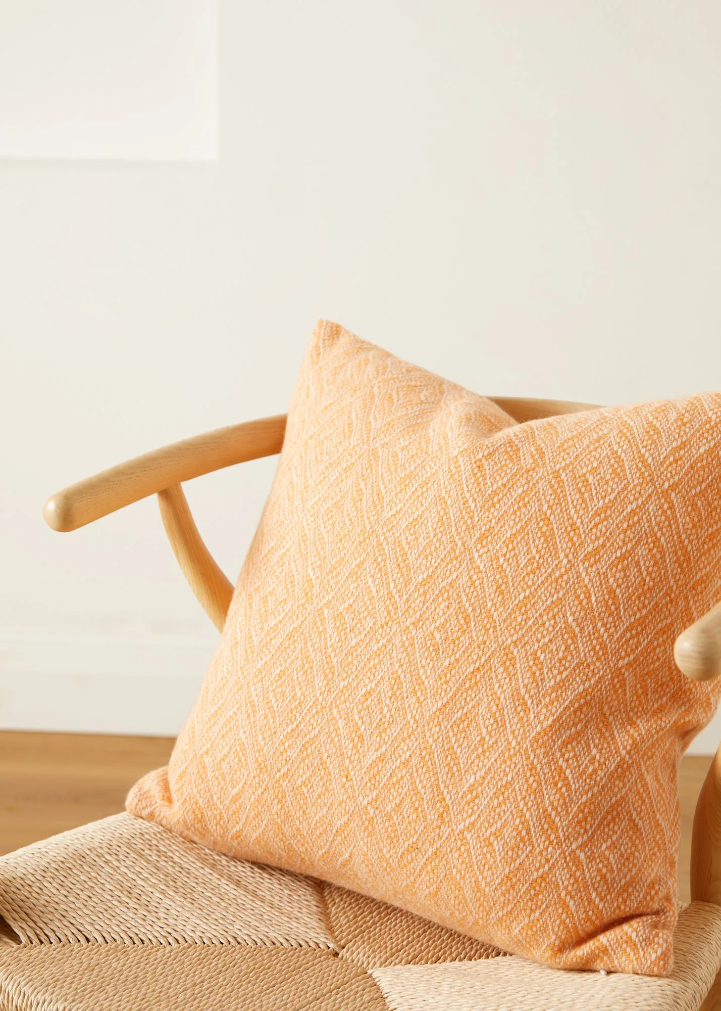 Foxford Orange and White Diamond Lambswool Cushion