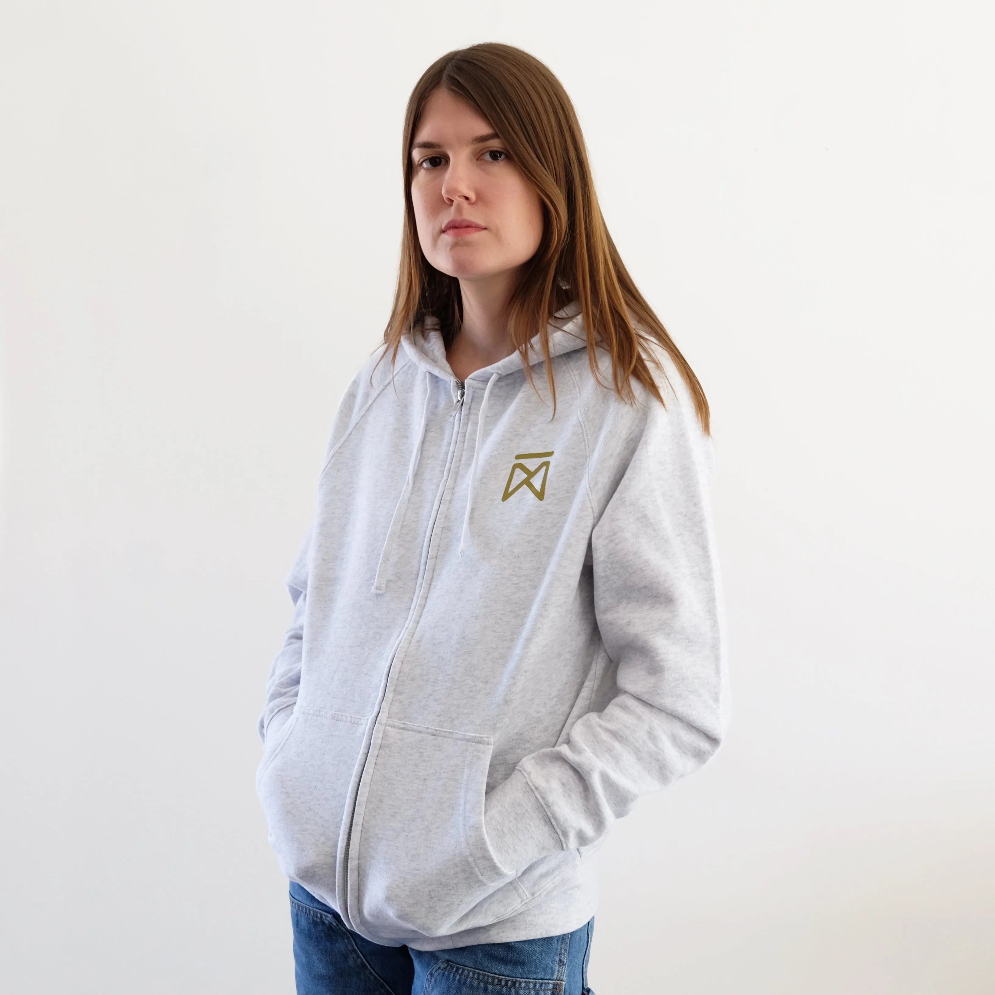 Garza Marfa White Heather Grey Unisex Zip Hoodie