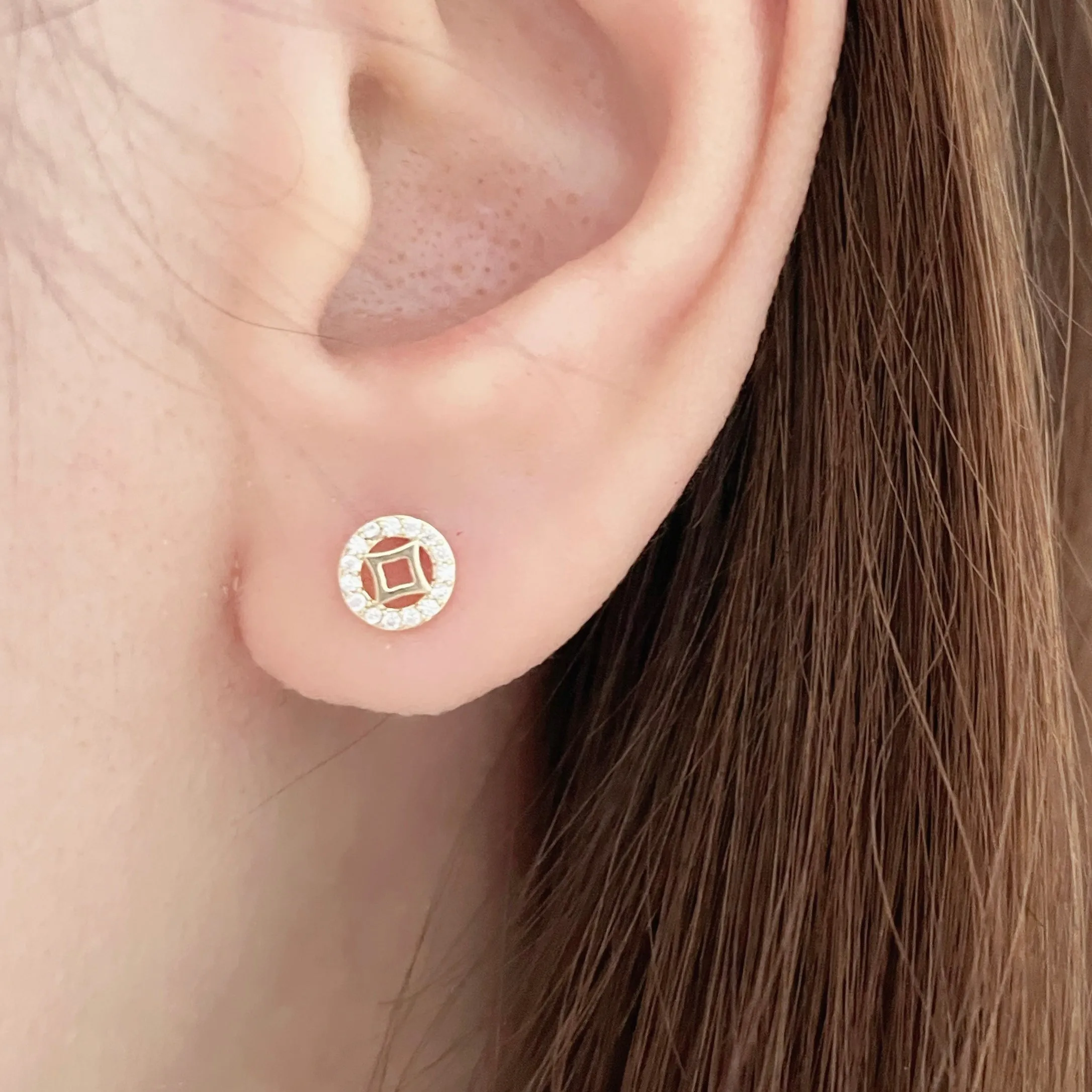 Gold Money Coin Earrings