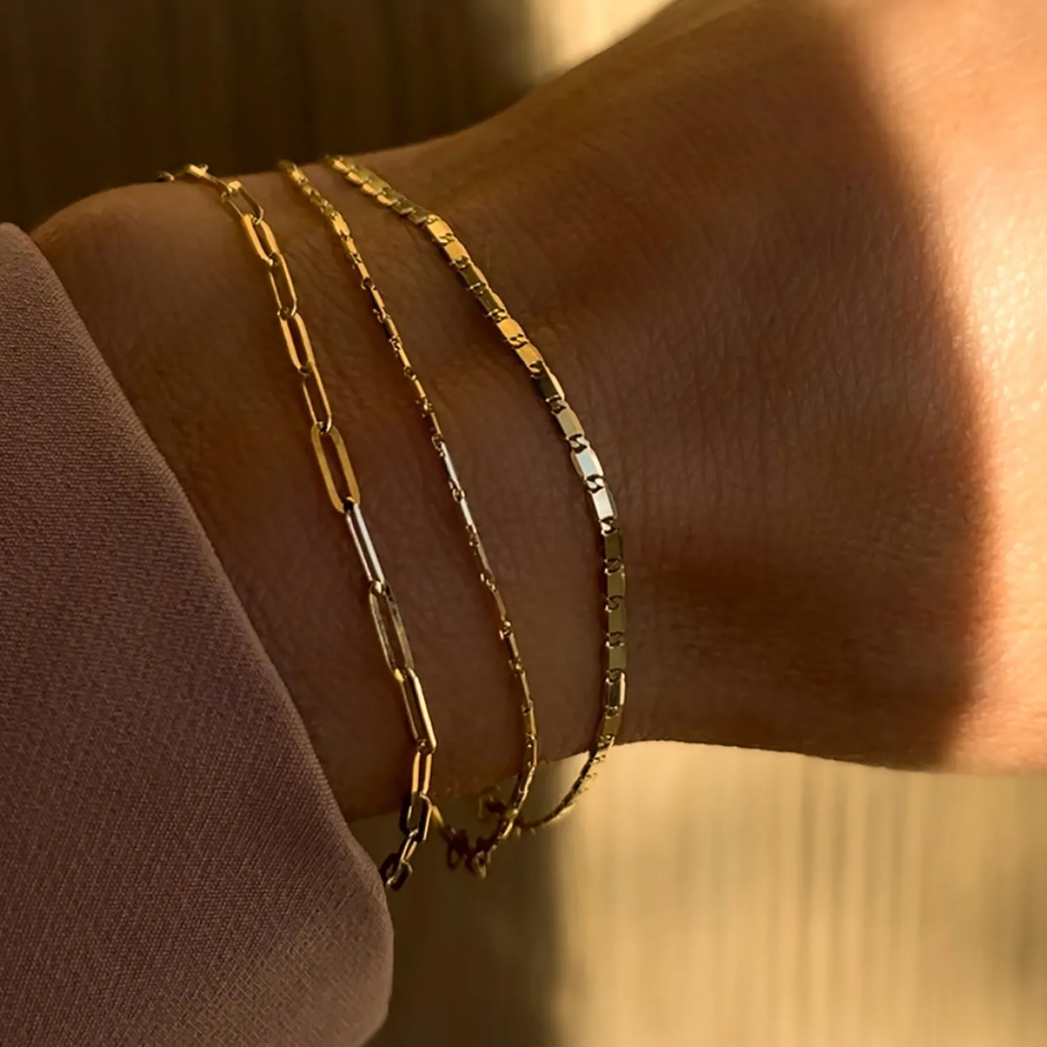 Golden Line Chain Bracelet | Solid 14k Gold