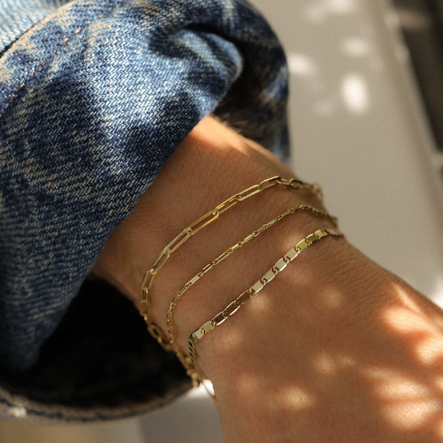 Golden Line Chain Bracelet | Solid 14k Gold