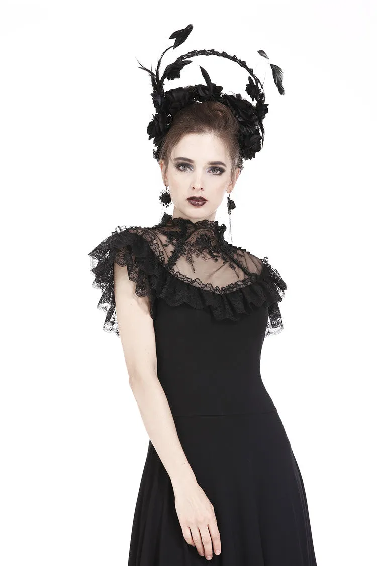 Gothic knitted dress with sexy rose flower net on top DW197