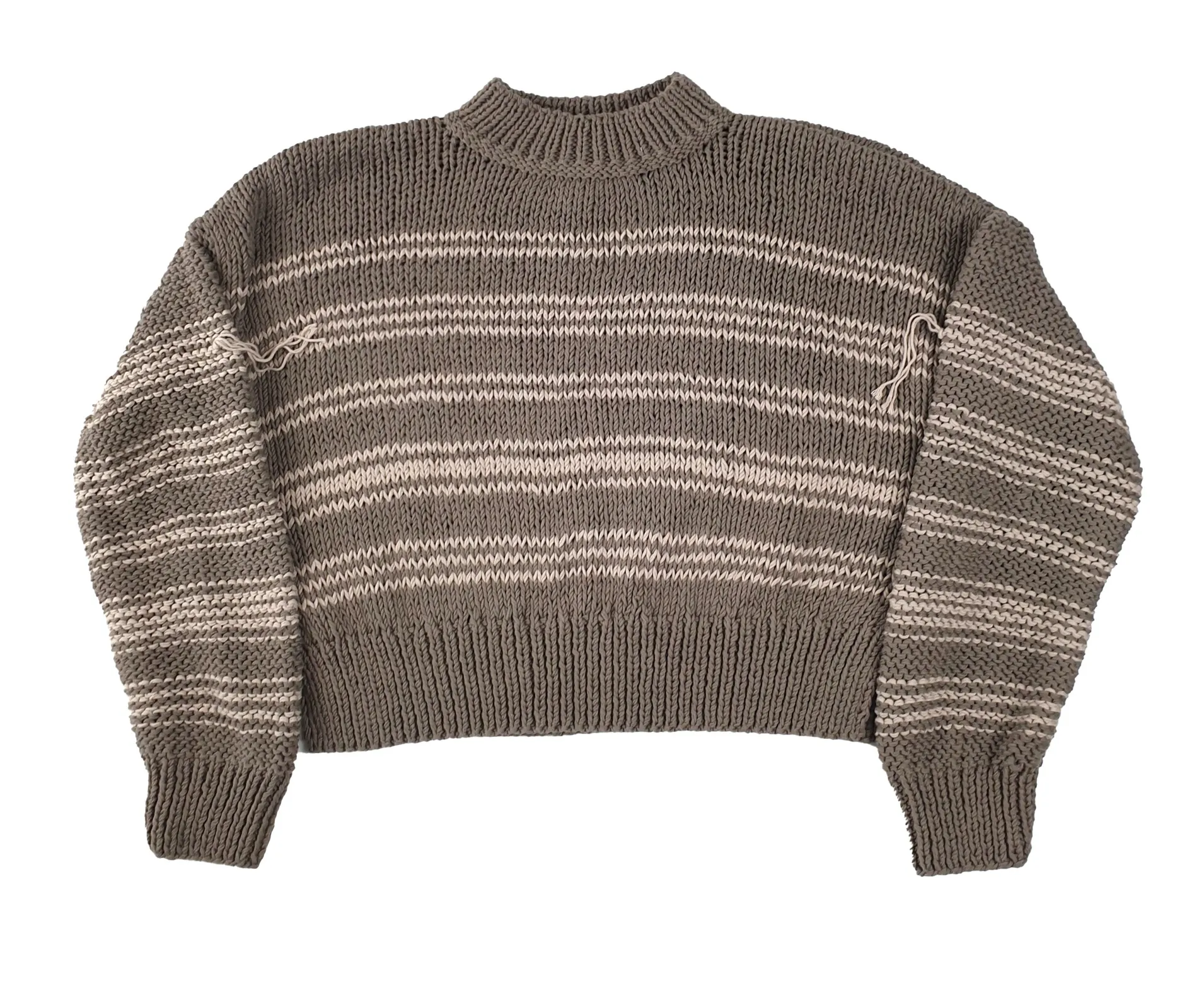 HAND KNITTED COTTON JUMPER WITH STRIPES