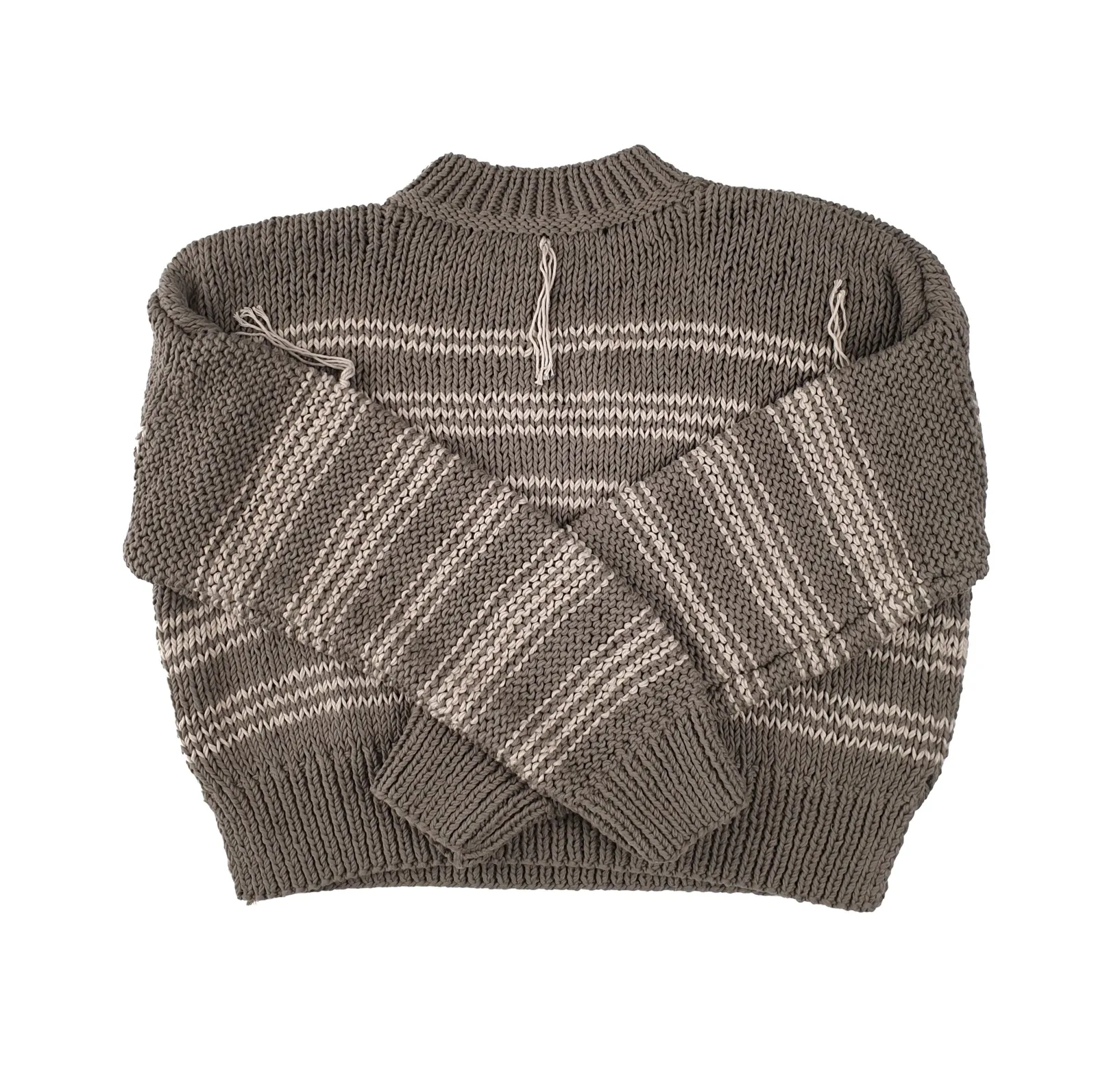 HAND KNITTED COTTON JUMPER WITH STRIPES