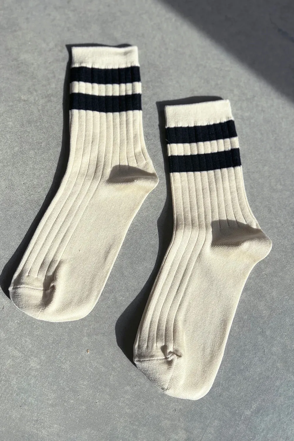 Her Varsity Socks Cream Black