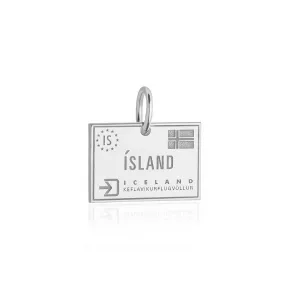 Iceland Passport Stamp Charm Silver