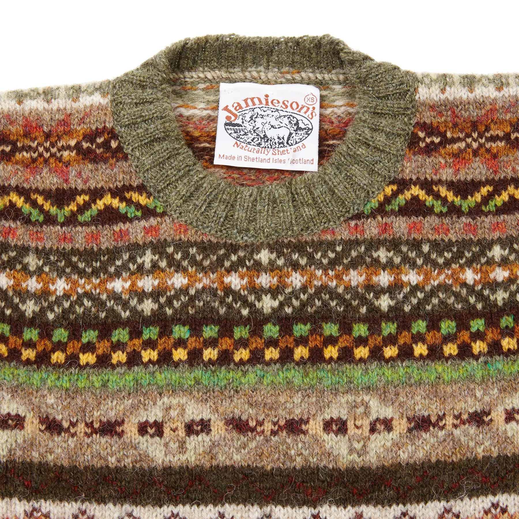 Jamieson's Fair Isle Jumper in Moss Green