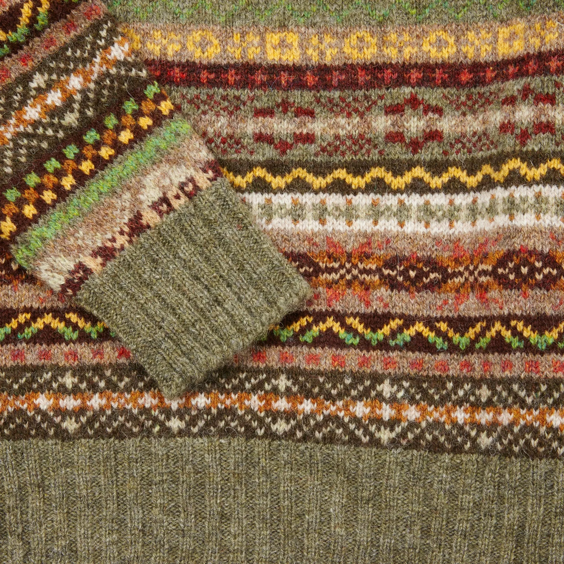 Jamieson's Fair Isle Jumper in Moss Green