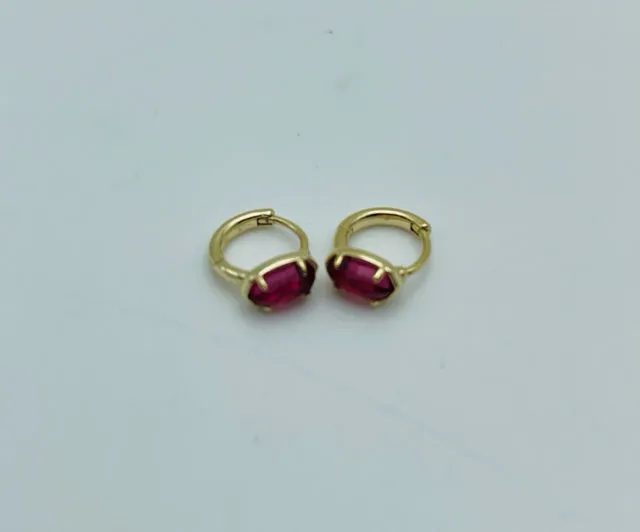 Kendra Scott Size Hinged Gold/Red Hoop Jeweled Jewelry Earrings