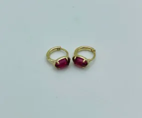 Kendra Scott Size Hinged Gold/Red Hoop Jeweled Jewelry Earrings