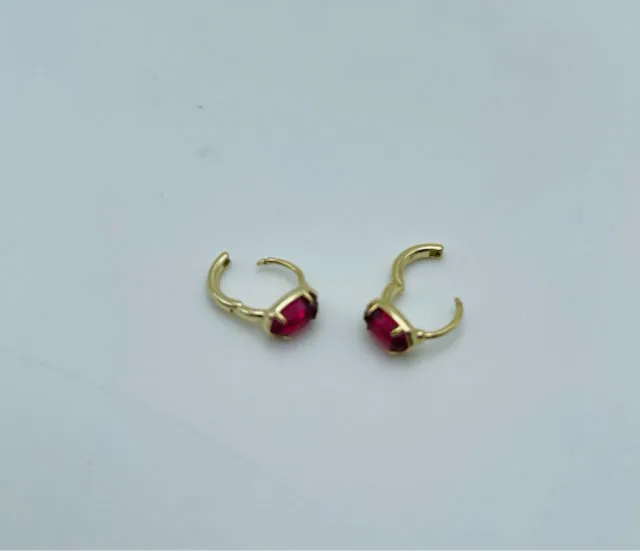 Kendra Scott Size Hinged Gold/Red Hoop Jeweled Jewelry Earrings