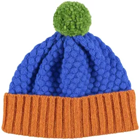 Kids' Marine blue & Rust Honeycomb Bobble Hat