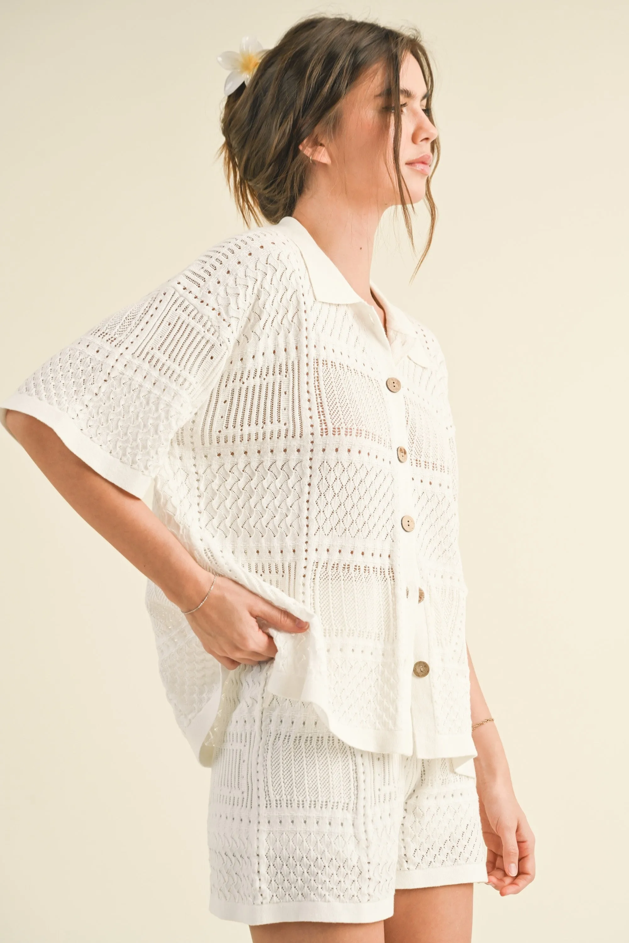 Lagoon Knit Woven Top