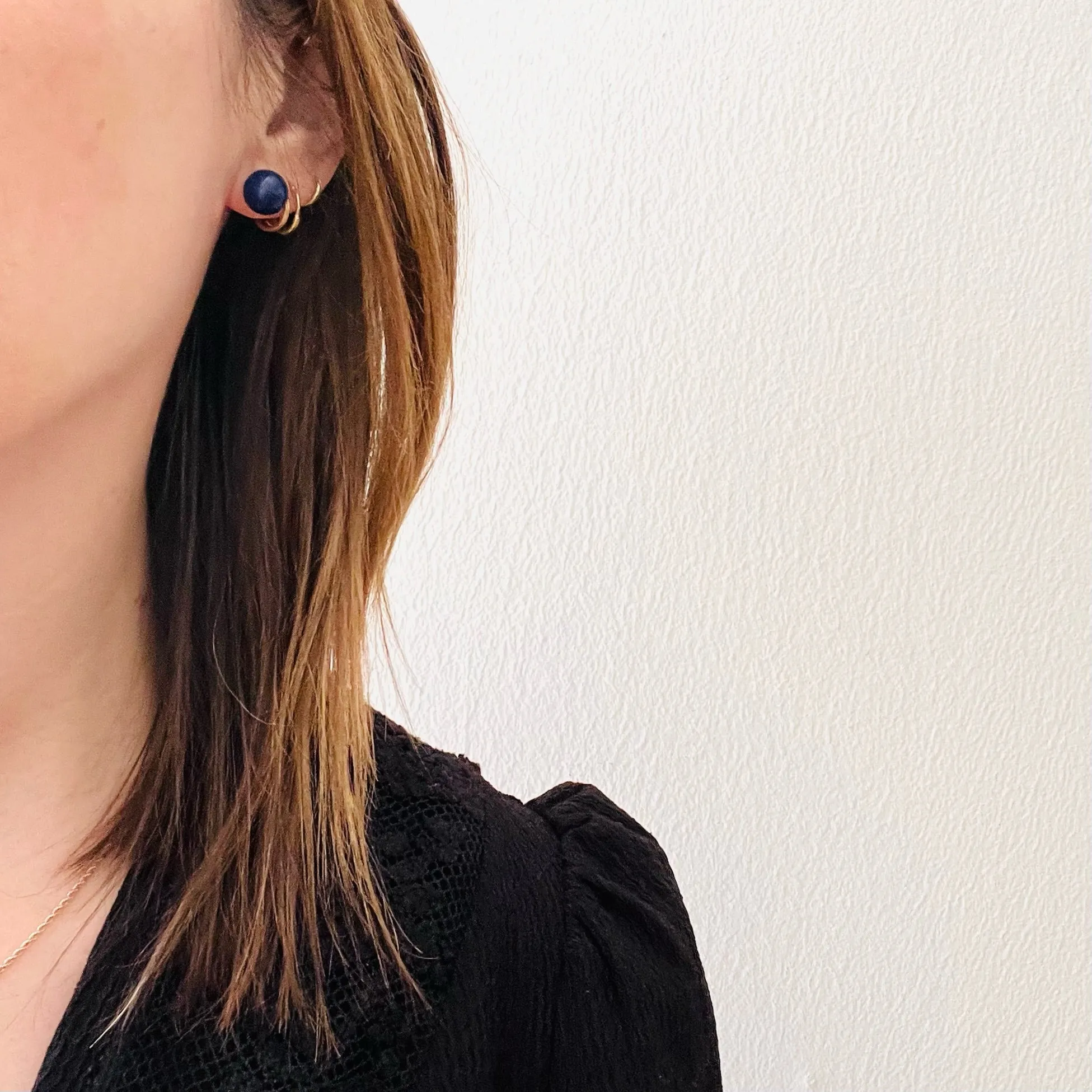 Lapis Lazuli Orbs in Gold Stud Earrings