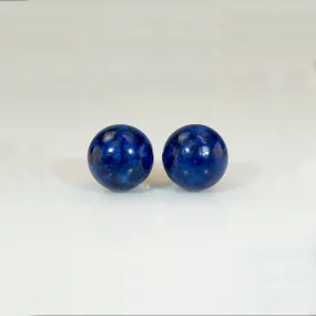 Lapis Lazuli Orbs in Gold Stud Earrings