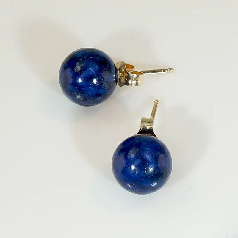 Lapis Lazuli Orbs in Gold Stud Earrings