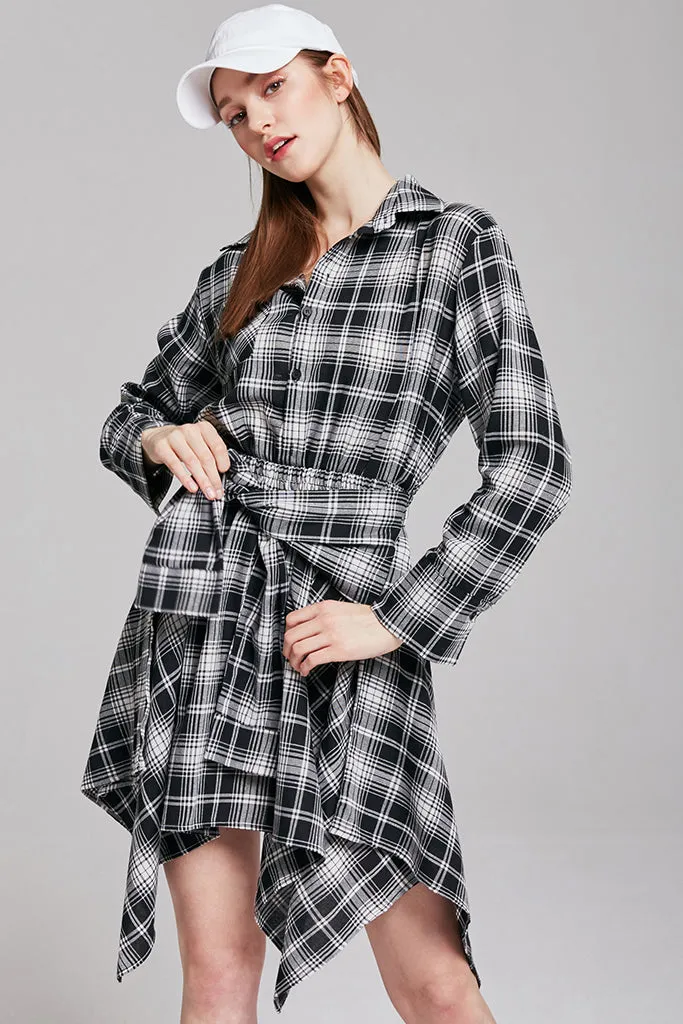 Laura Checked Tie-Waist Shirt Dress