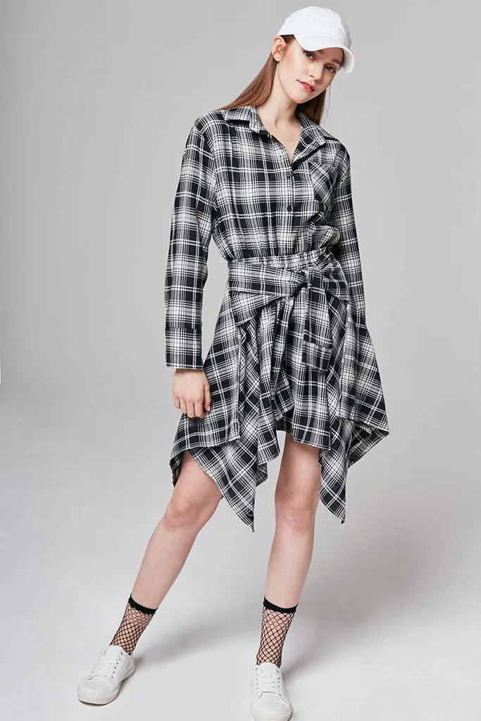 Laura Checked Tie-Waist Shirt Dress