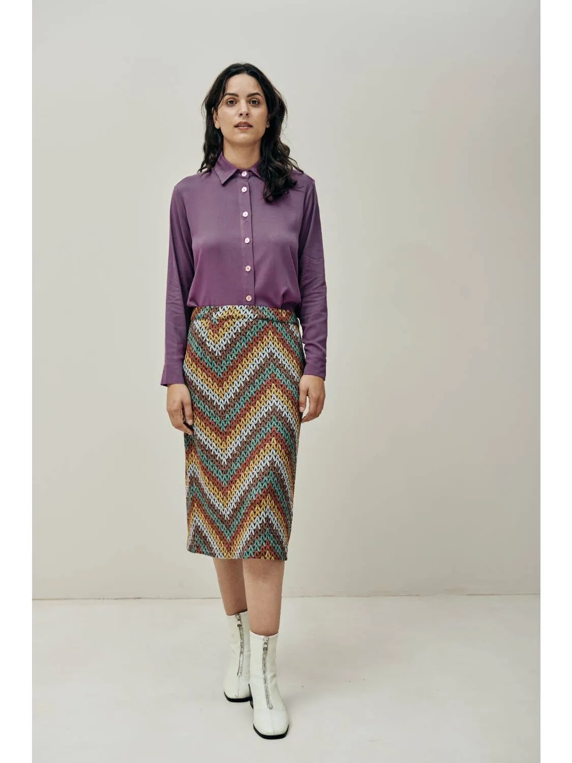 LUNA SKIRT MULTOCOLORED HERRINGBONE