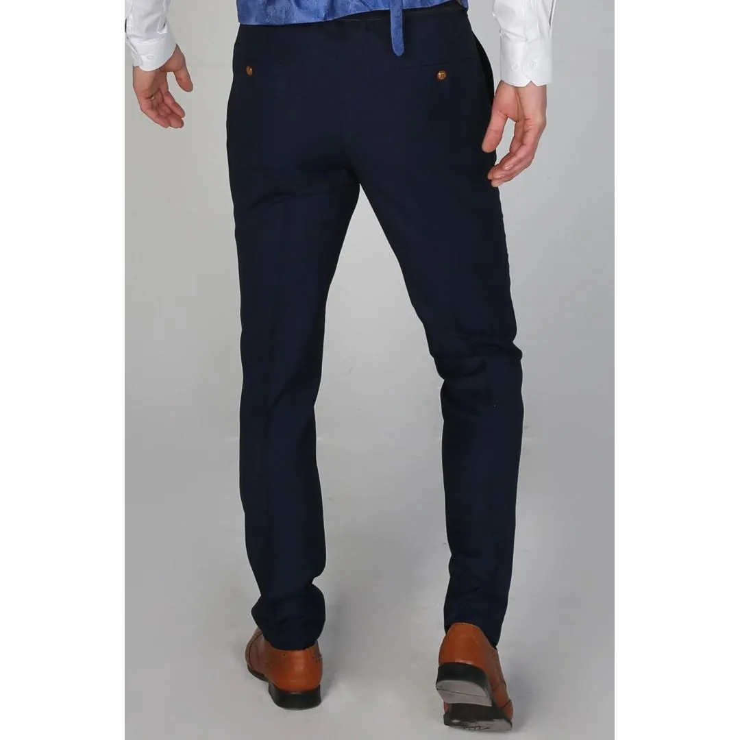 Mayfair- Men's Plain Navy Trouser Prom Wedding Office