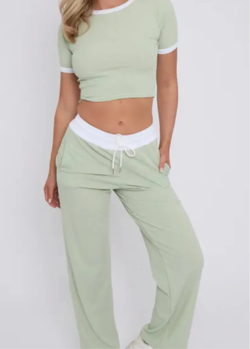 Mindy Crop Top & Wide Leg Trousers Co-ord