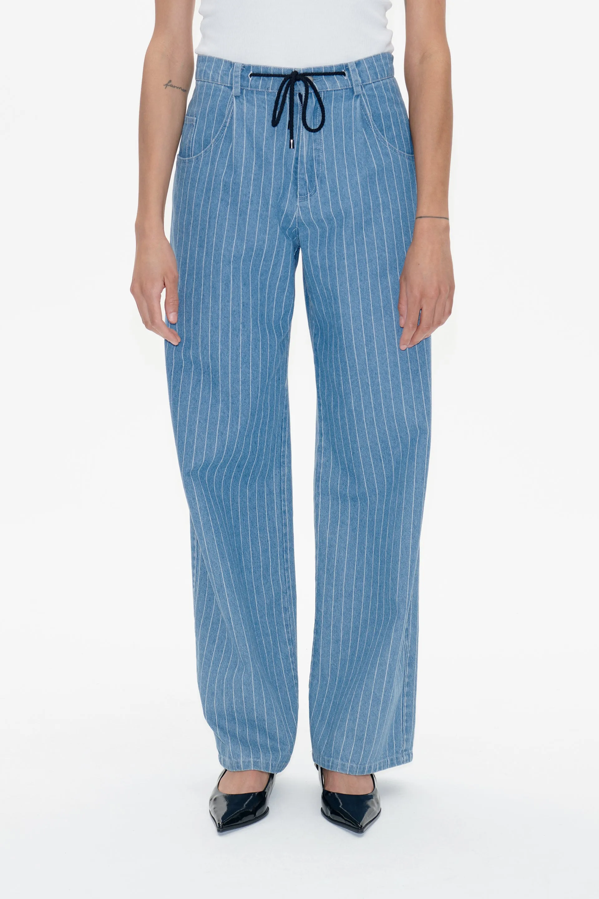 NANNY | Blue Pinstripe Denim