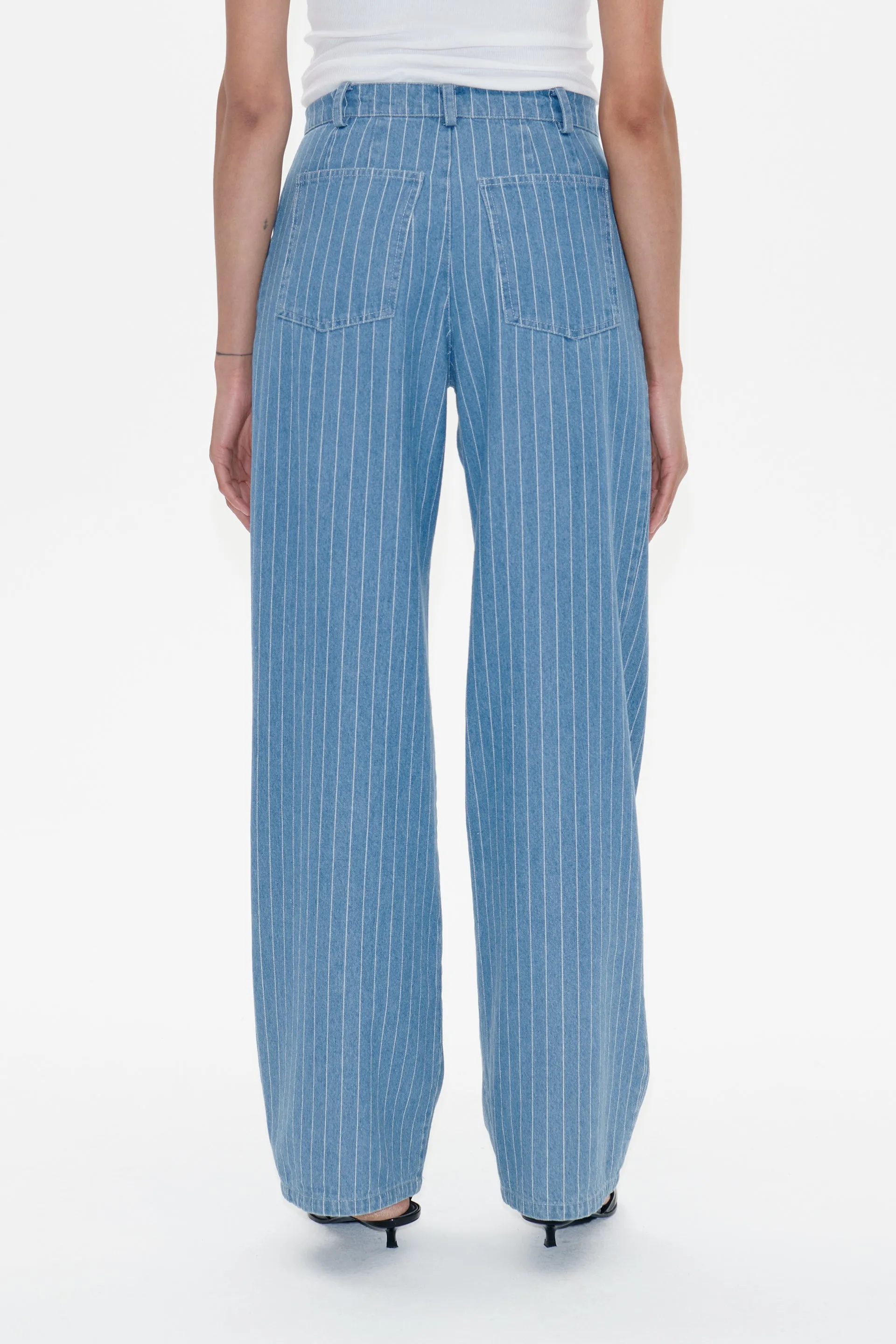 NANNY | Blue Pinstripe Denim