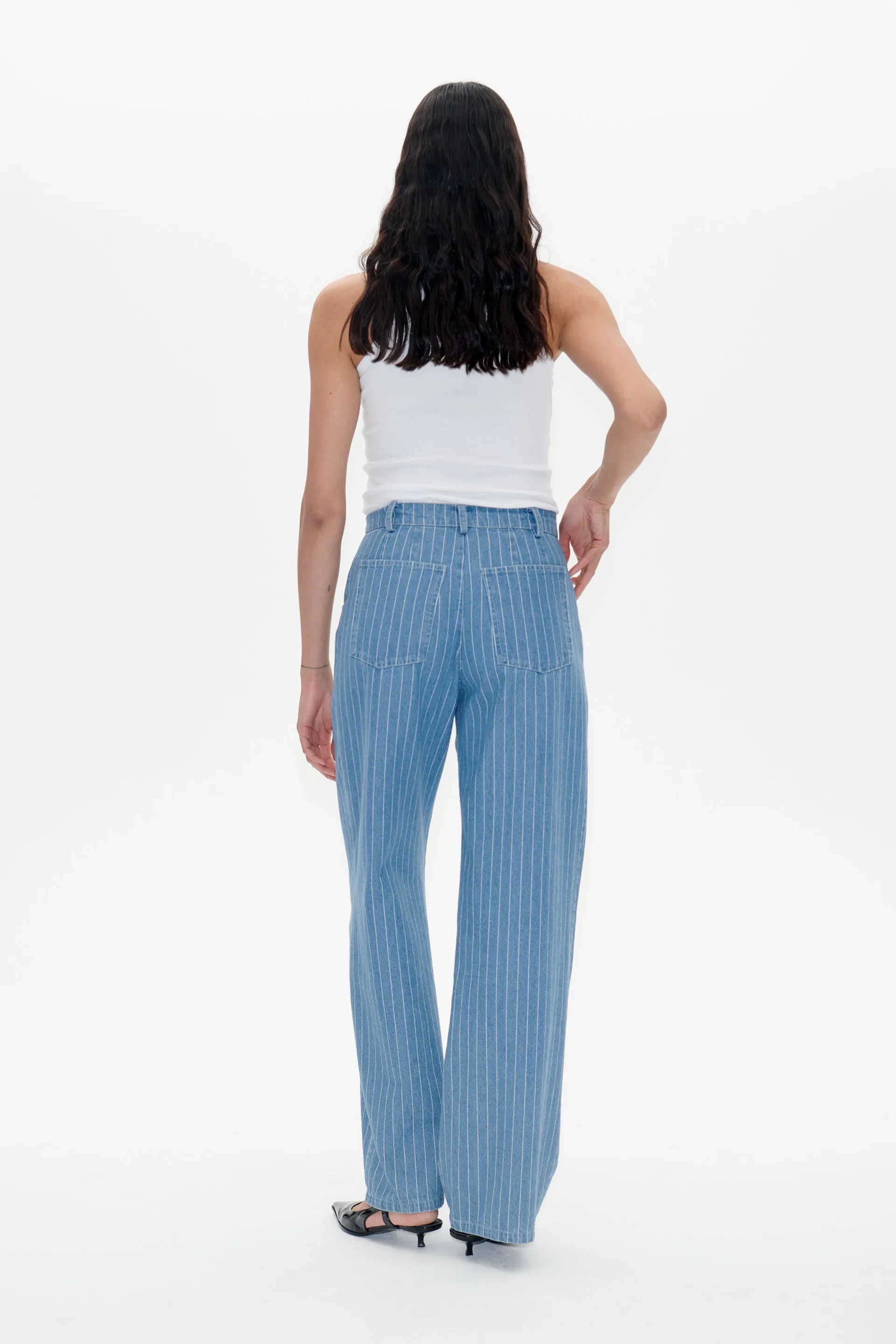 NANNY | Blue Pinstripe Denim