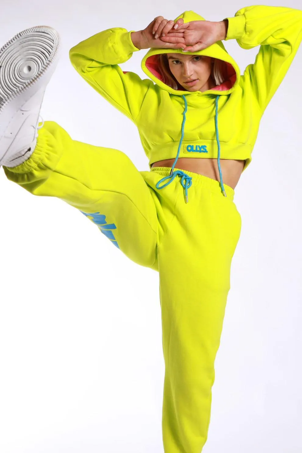 OLLYS. Lime Green Logo Chunky Hoodie