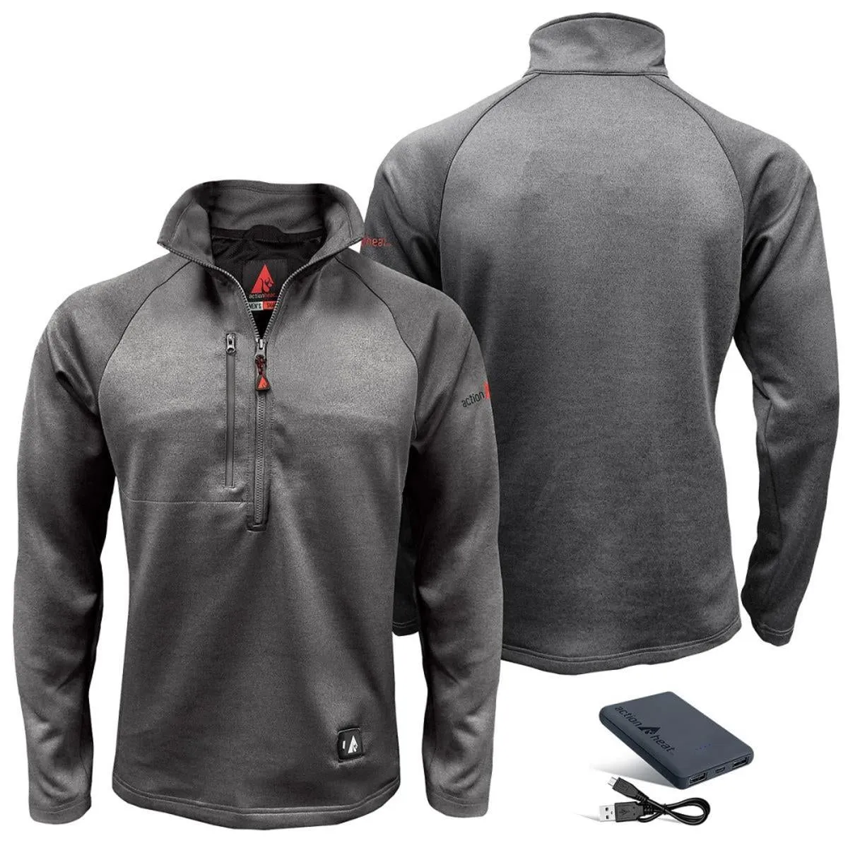 Open Box ActionHeat 5V Battery Heated 1/2 Zip Pullover Shirt - Men's