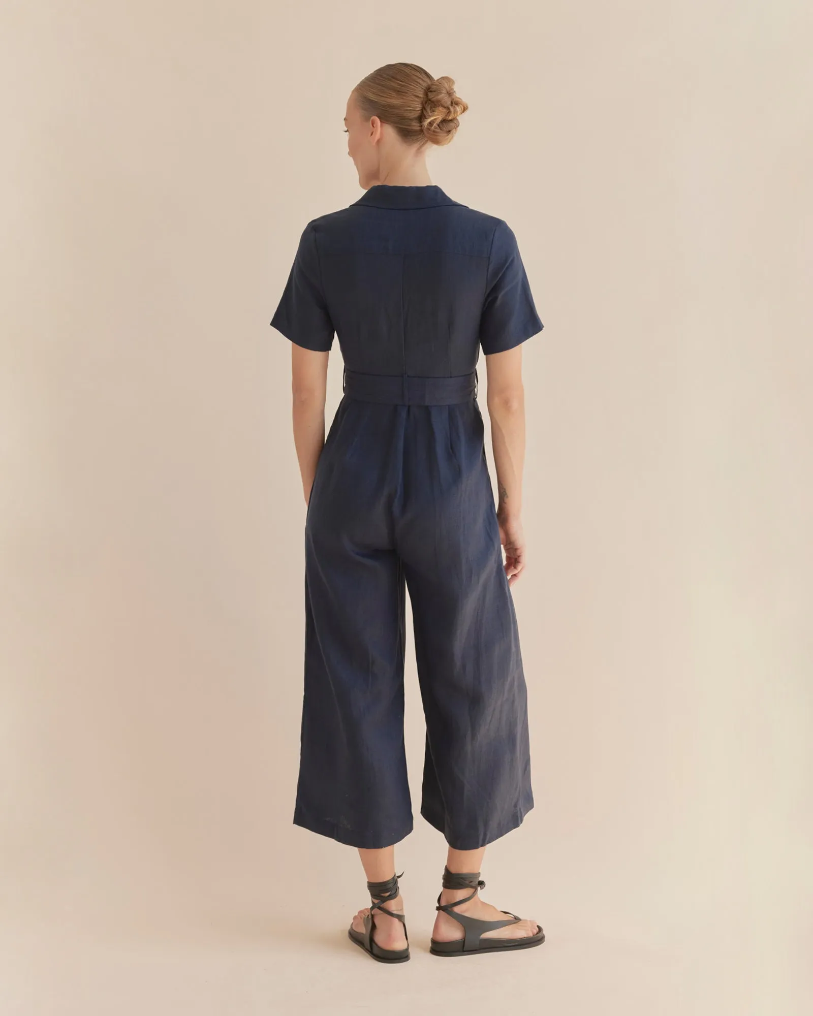 Portsea Linen Jumpsuit - Navy