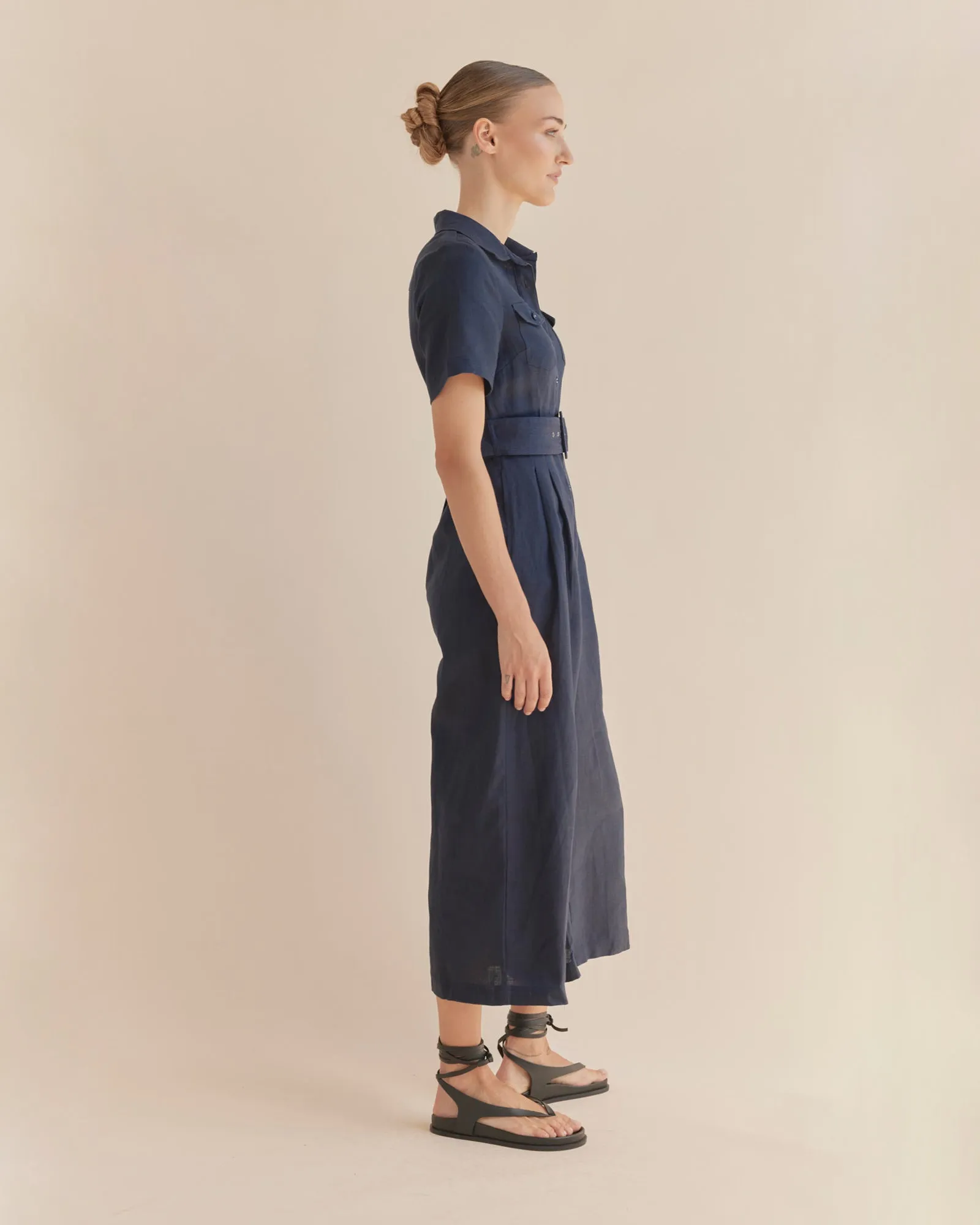 Portsea Linen Jumpsuit - Navy