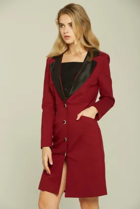 Red and Black Buttoned Royal Blazer Dress