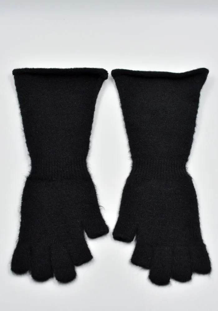 RICK OWENS MEN RR02D6498 KWP KNIT GLOVES BLACK