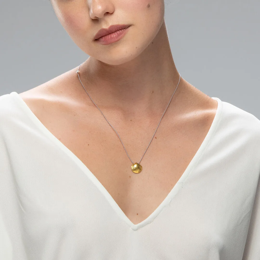 Romantic clam - casual cord necklace - silver 925 - gold plated