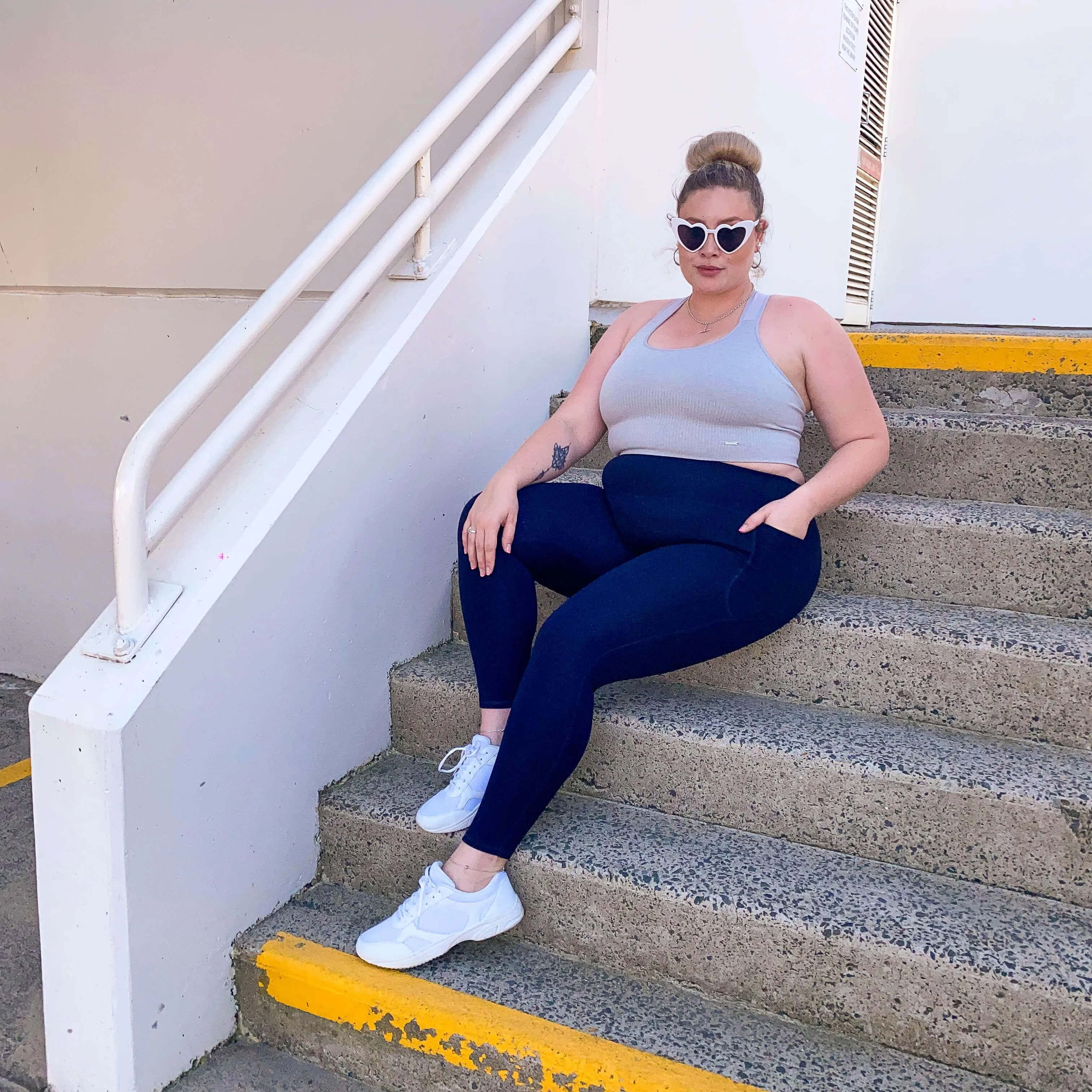 Squat-sichere Leggings in voller Länge - Marineblau