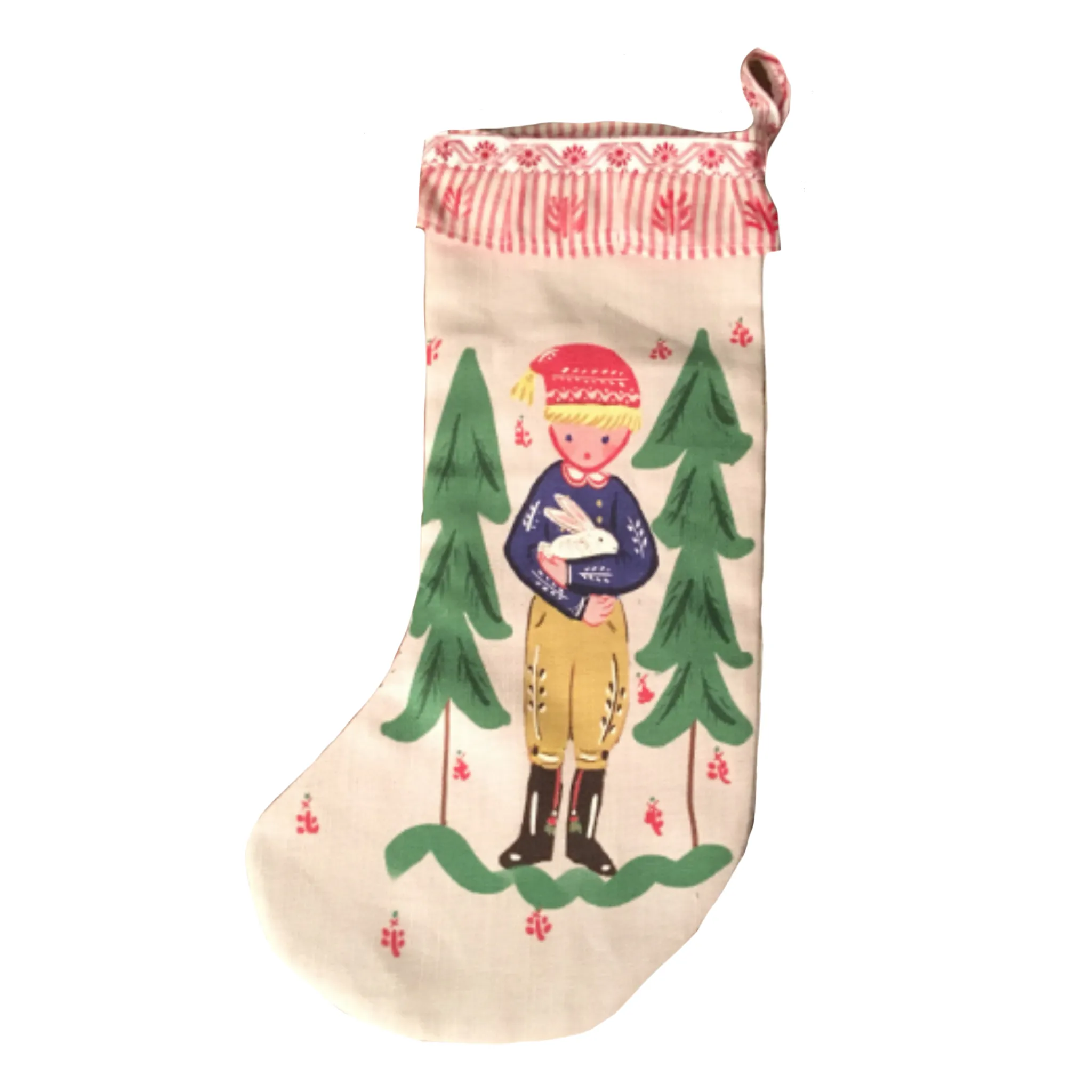 Stocking - Boy with Bunny and Trees