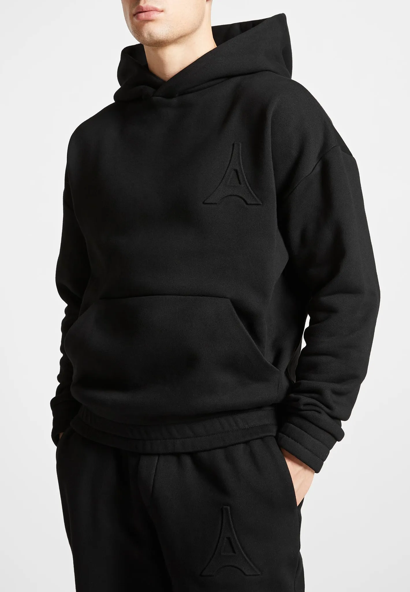 Éternel 420GSM Eiffel Embossed Hoodie - Black