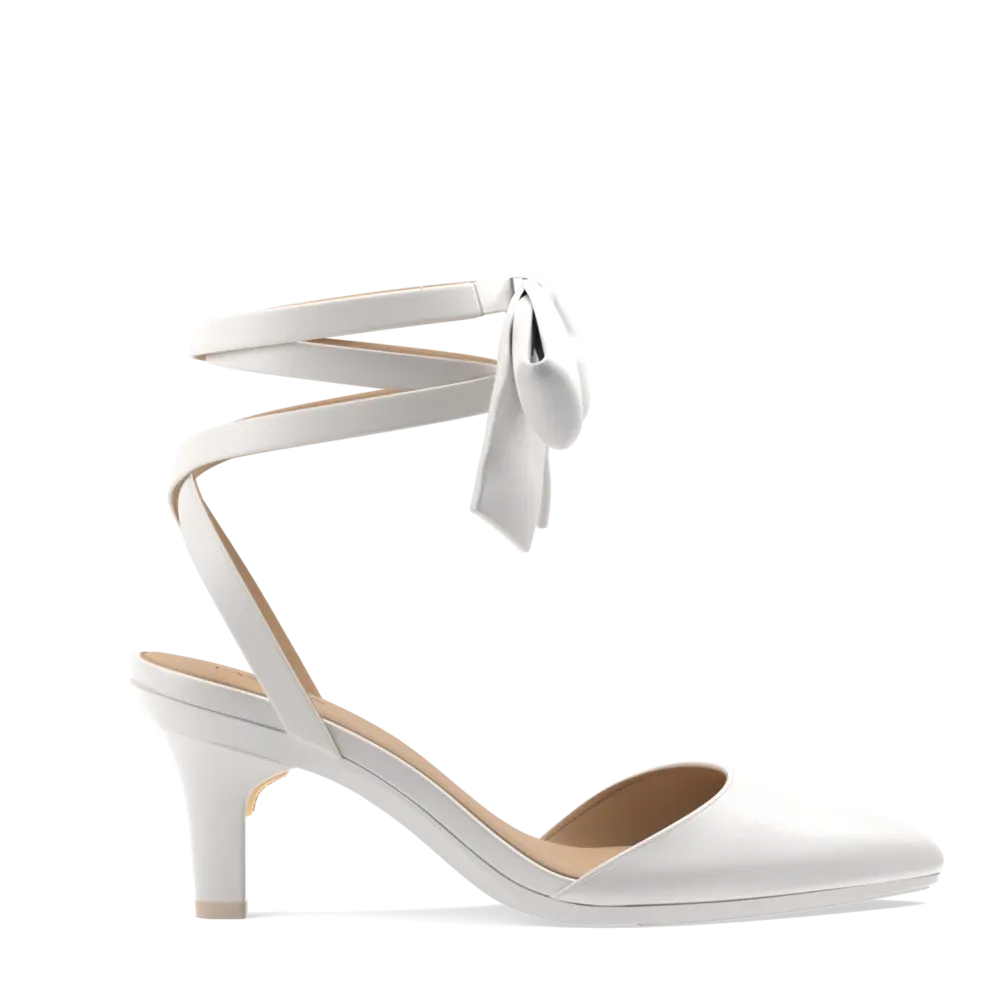 The D'Orsay - White Satin Bow   Stiletto Heel Kit 3 White