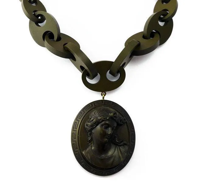 Victorian Vulcanite Cameo Necklace