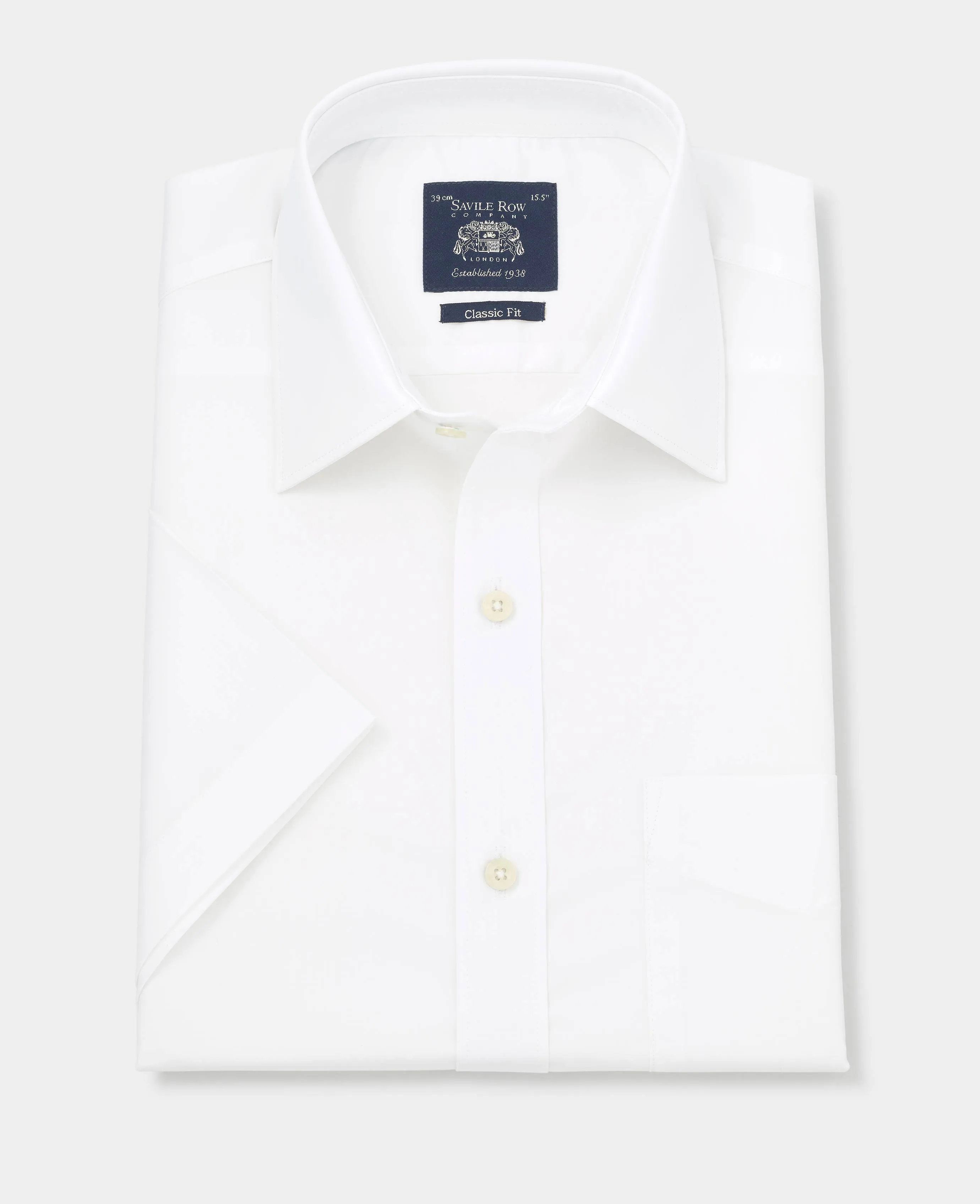 White Poplin Classic Fit Short Sleeve Formal Shirt