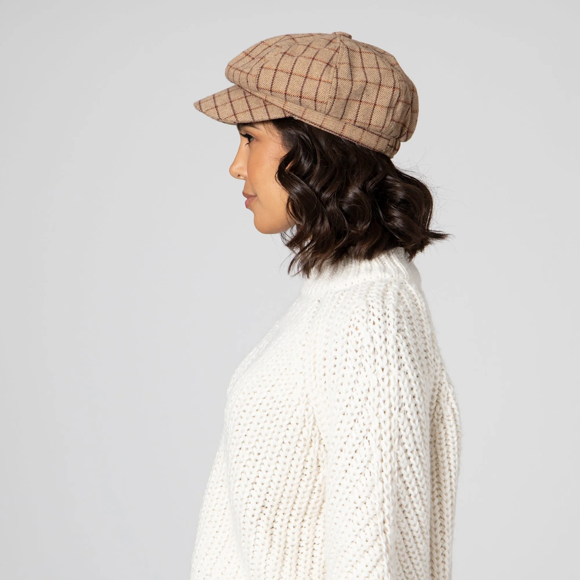 Women's Panel Baker Boy Cap w/Stetch back